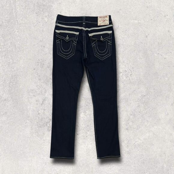 ★ True Religion (Ricky) Dark Straight-Leg Jeans w/ White Stitching ★ - Picture 8 of 8